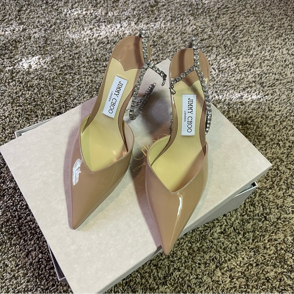 Jimmy Choo heels Saeda 85 patent leather slingback pumps Ballet Pink size 39 - Picture 5 of 9